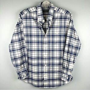 Orvis Long Sleeve Shirt Mens Blue Plaid Collared Button Down Size L Classic Fit